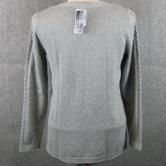 Karen Scott Cable Knit Sweater Gray Small NWT - Picture 3 of 5